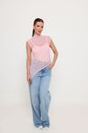 Blusa de Renda Regata Assimétrica Rosa