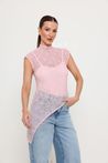 Blusa de Renda Regata Assimétrica Rosa