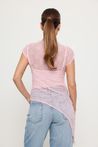 Blusa de Renda Regata Assimétrica Rosa