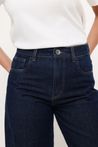 Calça Barrel Jeans Cintura Alta Azul Escuro