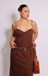 Vestido Midi com Bojo Marrom