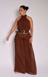 Calça Boho Maxi Flora Marrom