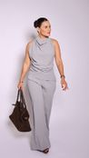 Calça Alfaiataria Wide Leg Cinza