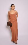 Vestido em Alfaiataria Alças Finas Mocha 