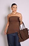 Blusa sem Alça Assimetrica Marrom Bianca 