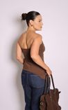 Blusa sem Alça Assimetrica Marrom Bianca 
