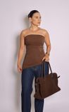 Blusa sem Alça Assimetrica Marrom Bianca 