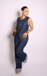 Colete Jeans Escuro com Recorte Naty
