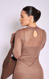 Vestido Tule Midi Marrom 