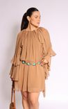 Vestido Boho Curto Babado 
