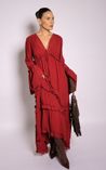 Vestilo Longo Boho com Babados  Ana - Vinho