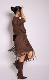 Vestido Franja Maju - Marrom 