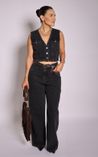 Calça Reta em Jeans Zelia - Black