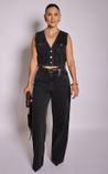 Calça Reta em Jeans Zelia - Black