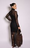 Vestido Longo em Renda Reto Mari - Preto