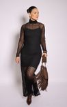 Vestido Longo em Renda Reto Mari - Preto