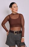 Blusa Tule Ray - Marrom 