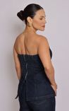 Blusa Top Jeans Lisa - Azul Escuro