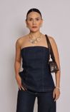 Blusa Top Jeans Lisa - Azul Escuro