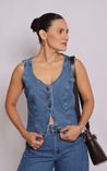 Colete em Jeans Fiori - Jeans Médio