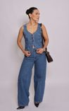 Colete em Jeans Fiori - Jeans Médio