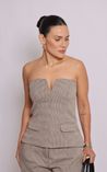 Blusa Top em Alfaiataria Xadrez - Camel
