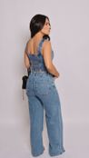 Calça Reta Amarração Julia - Jeans Médio 