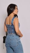 Colete em Jeans Curto Julia - Jeans Médio 