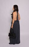 Vestido Midi Poá Adriele - Azul/Branco