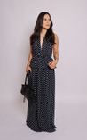 Vestido Midi Poá Adriele - Azul/Branco