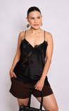 Blusa Cetim com Renda Preto