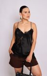 Blusa Cetim com Renda Preto