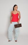 Blusa com Alça Finas Peplum Vermelho 