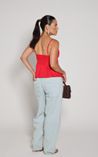 Blusa com Alça Finas Peplum Vermelho 