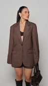 Blazer Alfaiataria Xadrez Elize - Chocolate