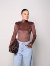 Body Gola em Veludo Luxy - Marrom 