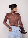 Body Gola em Veludo Luxy - Marrom 