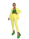 Calça Alfaiataria Basic Com Cinto Amarelo Claro
