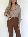 Camisa Listras Sami Marrom Escuro
