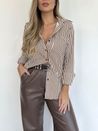 Camisa Listras Sami Marrom Escuro
