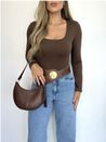 Body Aline Marrom Escuro