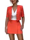 Blazer Cropped Botões Coral Vivo