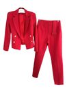 Calça Alfaiataria Friso Com Cinto Vermelho Aberto
