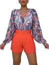 Short Alfaiataria Com Cinto Coral Vivo