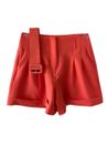 Short Alfaiataria Com Cinto Coral Vivo