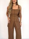 Calça Alfaiataria Risca de Giz Marrom