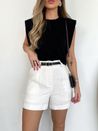 Short Sofia Linho Puro Off White