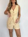 Colete Sofia Linho Puro Amarelo Vanilla