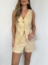 Colete Sofia Linho Puro Amarelo Vanilla