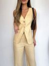 Colete Sofia Linho Puro Amarelo Vanilla